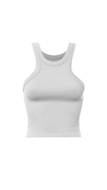 WHITE RACER RIBBED TOP