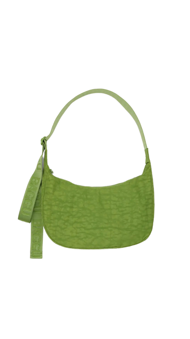 GREEN MEDIUM NYLON CRESCENT BAG