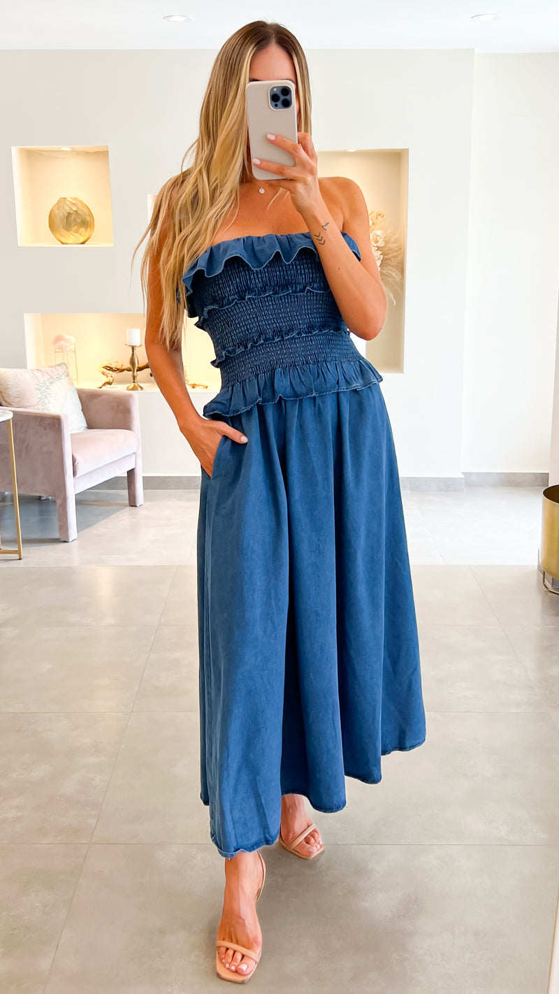 PERLA MIDI DENIM DRESS