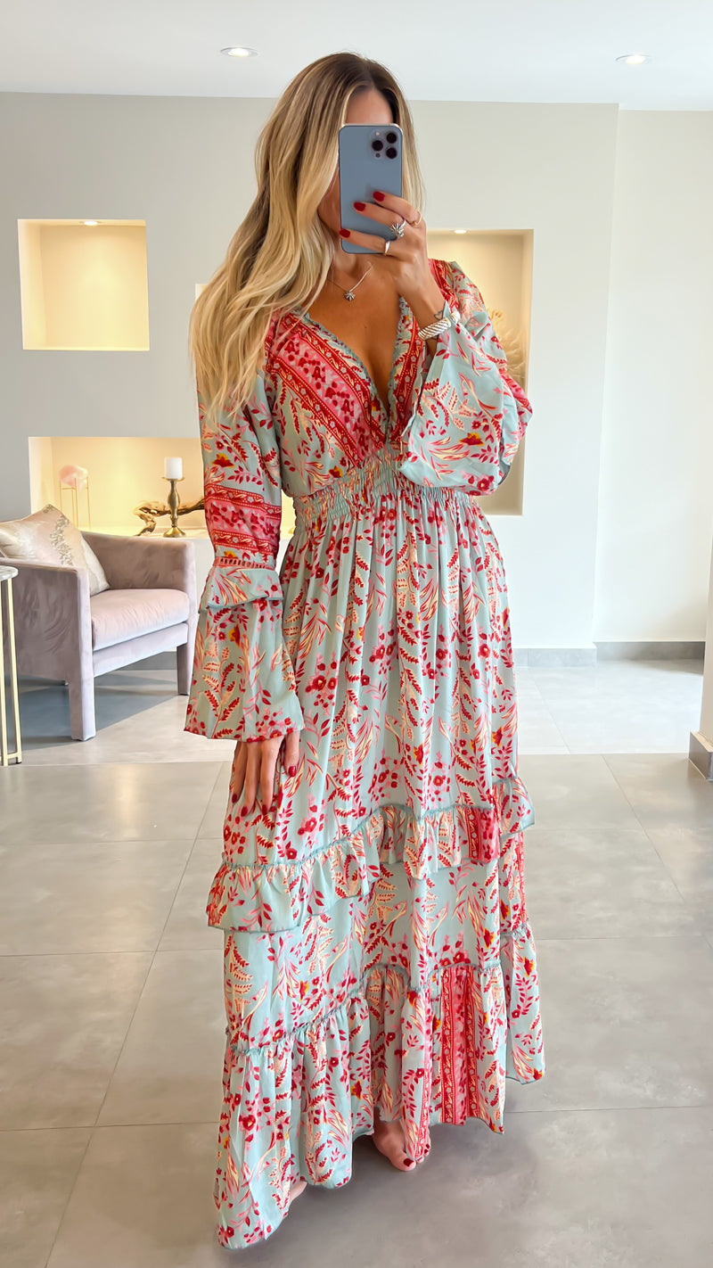 BOHO MAXI DRESS AQUA